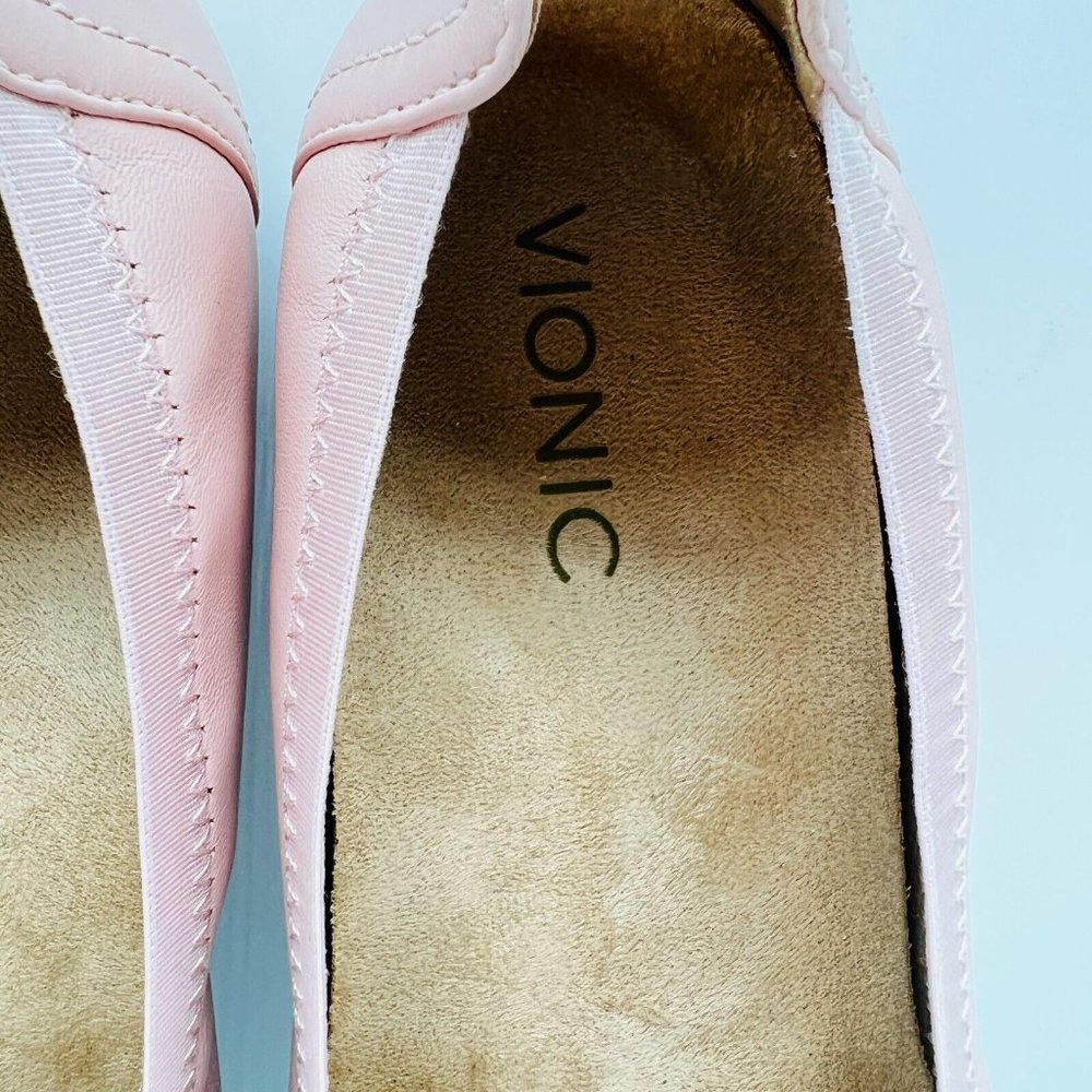 Vionic Ballet Flats Womens 8 Pink Caroll Leather Slip On Comfort Shoes - Picture 13 of 14